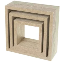 SET 3 MENSOLE DA PARETE MODERNE DESIGN CUBO MENSOLA SCAFFALE IN LEGNO MDF BEIGE