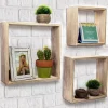 SET 3 MENSOLE DA PARETE MODERNE DESIGN CUBO MENSOLA SCAFFALE IN LEGNO MDF NATURE