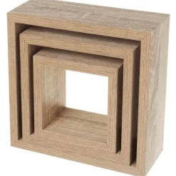 SET 3 MENSOLE DA PARETE MODERNE DESIGN CUBO MENSOLA SCAFFALE IN LEGNO MDF NATURE