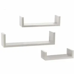 SET 3 MENSOLE DA PARETE MODERNE DESIGN CON BORDI MENSOLA SCAFFALE LEGNO BIANCO