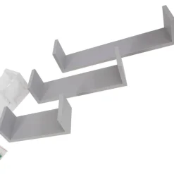 SET 3 MENSOLE DA PARETE MODERNE DESIGN CON BORDI MENSOLA SCAFFALE LEGNO GRIGIO