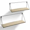 SET 2 MENSOLE PARETE RETTANGOLARE MENSOLA SCAFFALE METALLO E LEGNO 2 MISURE