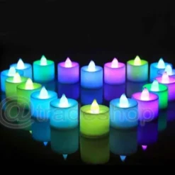 SET 12 MINI CANDELE LED SENZA FIAMMA TREMOLANTE RGB MULTI COLORE BATTERIA INCL.