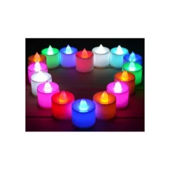 SET 12 MINI CANDELE LED SENZA FIAMMA TREMOLANTE RGB MULTI COLORE BATTERIA INCL.