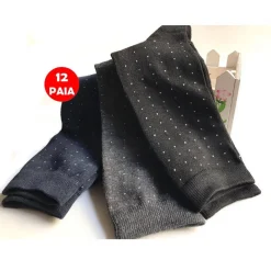SET 12 PAIA CALZE CALZINI A POIS UOMO A META POLPACCIO IN COTONE CALDO TG 40/46