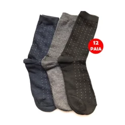 SET 12 PAIA CALZE CALZINI A POIS UOMO A META POLPACCIO IN COTONE CALDO TG 40/46