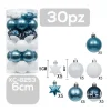 SET 30 PALLINE NATALIZIE DECORAZIONI 6 CM ADDOBBI PER ALBERO DI NATALE XC-8253