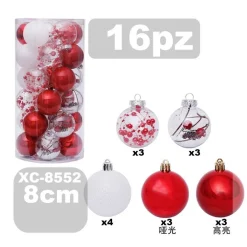 SET 16 PALLINE NATALIZIE DECORAZIONI 8 CM ADDOBBI PER ALBERO DI NATALE XC-8552