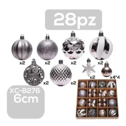 SET 28 PALLINE NATALIZIE DECORAZIONI 6 CM ADDOBBI PER ALBERO DI NATALE XC-8276