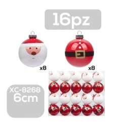 SET 16 PALLINE NATALIZIE DECORAZIONI 6 CM ADDOBBI PER ALBERO DI NATALE XC-8268