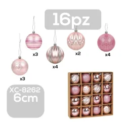 SET 16 PALLINE NATALIZIE DECORAZIONI 6 CM ADDOBBI PER ALBERO DI NATALE XC-8262