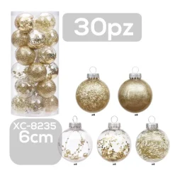 SET 30 PALLINE NATALIZIE DECORAZIONI 6 CM ADDOBBI PER ALBERO DI NATALE XC-8235