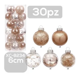 SET 30 PALLINE NATALIZIE DECORAZIONI 6 CM ADDOBBI PER ALBERO DI NATALE XC-8234
