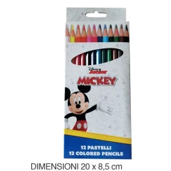 SET 12 PASTELLI MATITE COLORATE COLORI TOPOLINO DISEGNO SCUOLA BAMBINI CANCELLERIA 953421