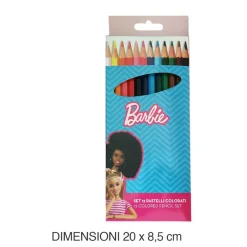 SET 12 PASTELLI MATITE COLORATE COLORI BARBIE DISEGNO SCUOLA BAMBINE CANCELLERIA 955678