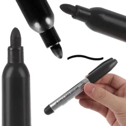 SET 10 PENNARELLI MARKER COLORE NERO INDELEBILE PER VETRO METALLO SCUOLA UFFICIO