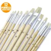 SET 12 PENNELLI PIATTI MANICO LEGNO LUNGO SPESSORE 1-12MM HOBBY PITTURA