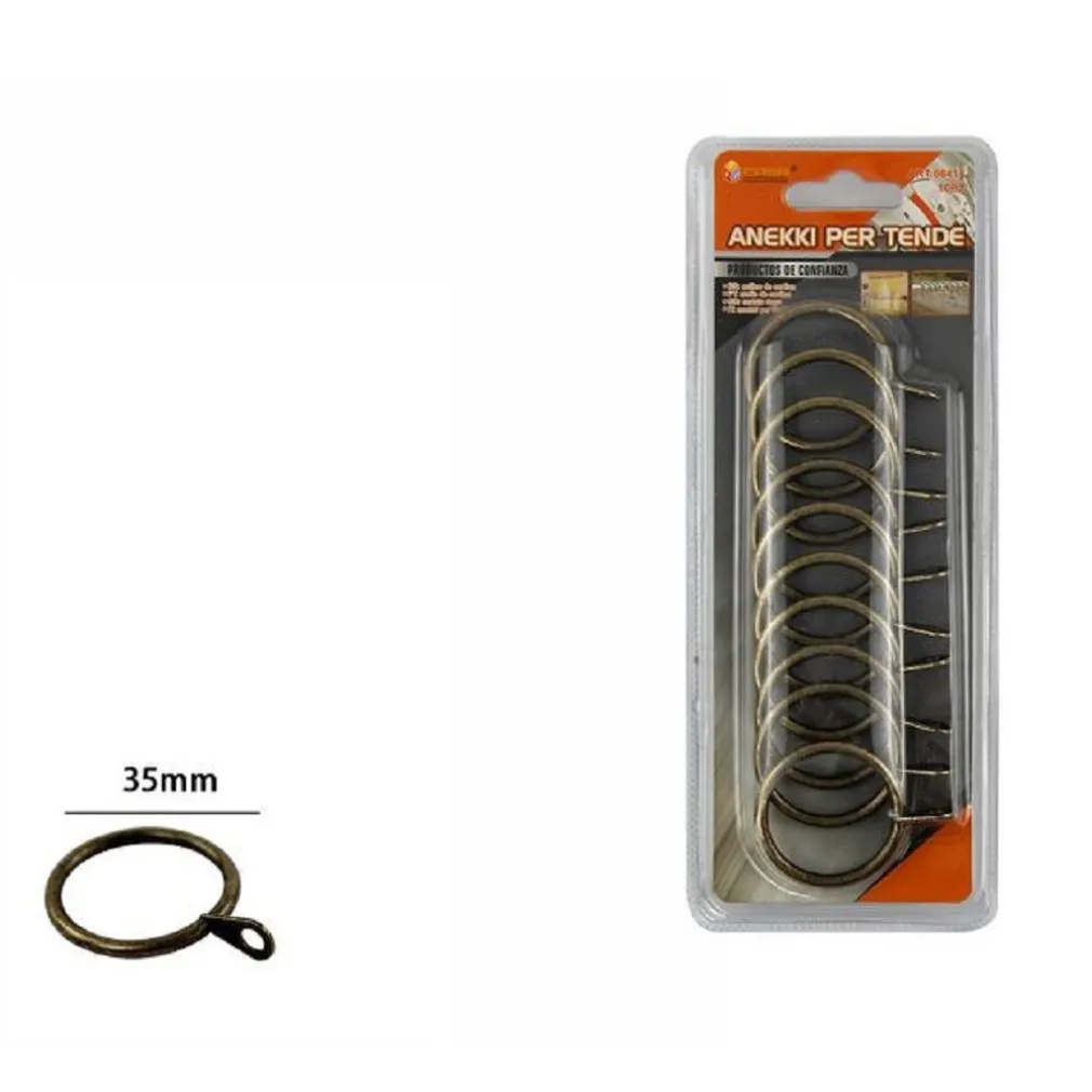 SET 10 PEZZI ANELLI IN METALLO PER ASTA TENDE TENDA 35 MM BRONZO 66414