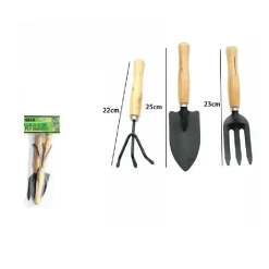 SET 3 PEZZI ATTREZZI DA GIARDINO GIARDINAGGIO ACCESSORI RASTRELLO PALETTA 59697