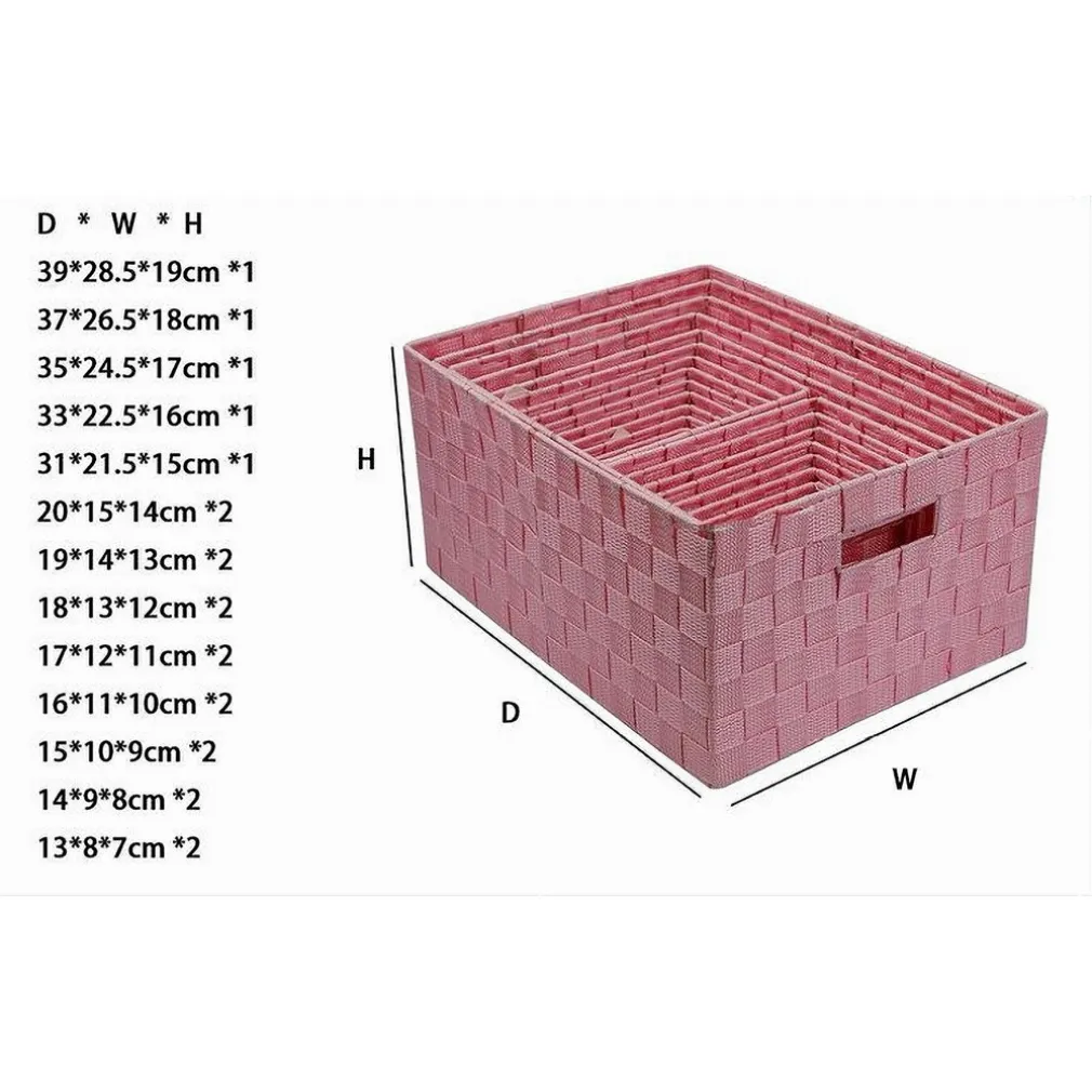 SET 21 PEZZI BOX SCATOLA IN TESSUTO PORTAOGGETTI ORGANIZER CON MANICI ROSA 79089
