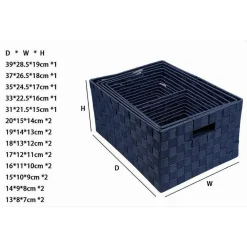 SET 21 PEZZI BOX SCATOLA IN TESSUTO PORTA OGGETTI ORGANIZER CON MANICI BLU 79088