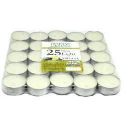 SET 25 PEZZI CANDELE BIANCHE PROFUMATE FRAGRANZA ALLA VANIGLIA TEALIGHT LUMINI