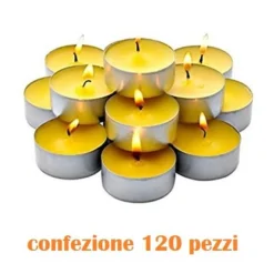 SET 120 PEZZI CANDELE BIANCHE PROFUMATE FRAGRANZA LIMONE TEALIGHT LUMINI