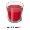 SET 12 PEZZI CANDELE IN BICCHIERE ROSSE FRAGRANZA FRAGOLA RILASSANTE CERA