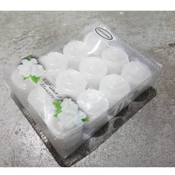 SET 12 PEZZI CANDELE PROFUMATE GELSOMINO BIANCHE DECORAZIONE VOTIVE 23GR