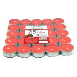 SET 25 PEZZI CANDELE ROSSE PROFUMATE FRAGRANZA FRAGOLA E MANGO TEALIGHT LUMINI