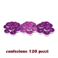 SET 120 PEZZI CANDELE VIOLA PROFUMATE FRAGRANZA LAVANDA TEALIGHT LUMINI