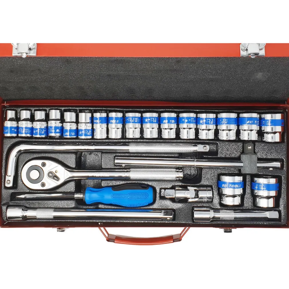 SET 25 PEZZI CHIAVI A BUSSOLA CON CRICCHETTO SOCKET 1/2" ACCESSORI