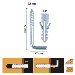 SET 10 PEZZI CHIODI VITI A L 3.5X40X17MM + TASSELLI CON ALETTE TASSELLO M6 90799