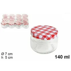 SET 12 PEZZI CONTENITORE BARATTOLO IN VETRO CON COPERCHIO BARATTOLINI 140ML