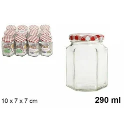 SET 12 PEZZI CONTENITORE BARATTOLO IN VETRO CON COPERCHIO BARATTOLINI 290ML