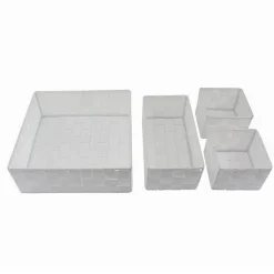 SET 4 PEZZI CONTENITORI BIANCO SCATOLA IN TESSUTO ORGANIZER PORTA OGGETTI 79061