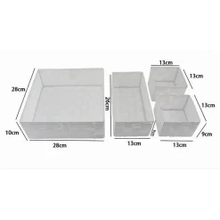 SET 4 PEZZI CONTENITORI BIANCO SCATOLA IN TESSUTO ORGANIZER PORTA OGGETTI 79061