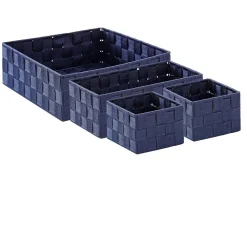 SET 4 PEZZI CONTENITORI BLU SCATOLA IN TESSUTO ORGANIZER PORTA OGGETTI 79064