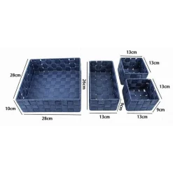 SET 4 PEZZI CONTENITORI BLU SCATOLA IN TESSUTO ORGANIZER PORTA OGGETTI 79064