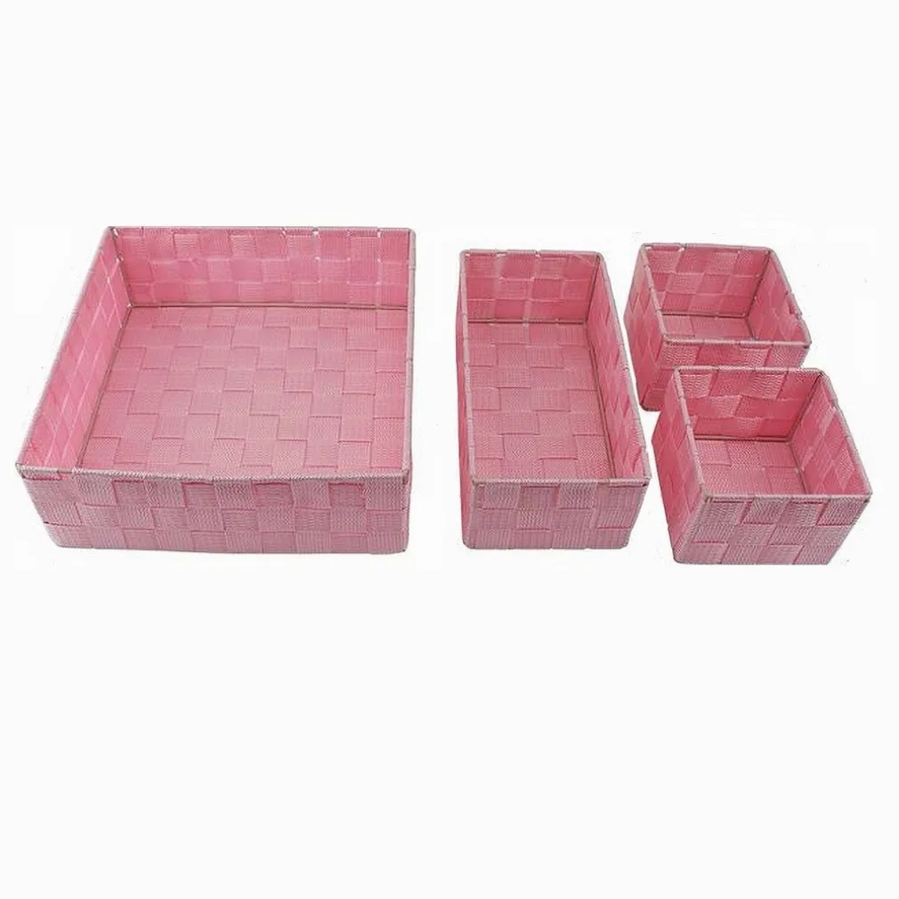 SET 4 PEZZI CONTENITORI ROSA SCATOLA IN TESSUTO ORGANIZER PORTA OGGETTI 79065