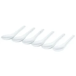 SET 6 PEZZI CUCCHIAINI PER ANTIPASTO APERITIVO IN CERAMICA BIANCA 2 X 4 X 12,5CM