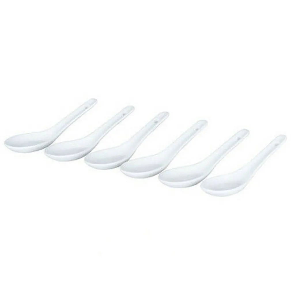 SET 6 PEZZI CUCCHIAINI PER ANTIPASTO APERITIVO IN CERAMICA BIANCA 2 X 4 X 12,5CM