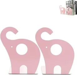 SET 2 PEZZI FERMALIBRI MOTIVO ELEFANTE IN FERRO PER BAMBINI LIBRI DA 19 X 12 CM
