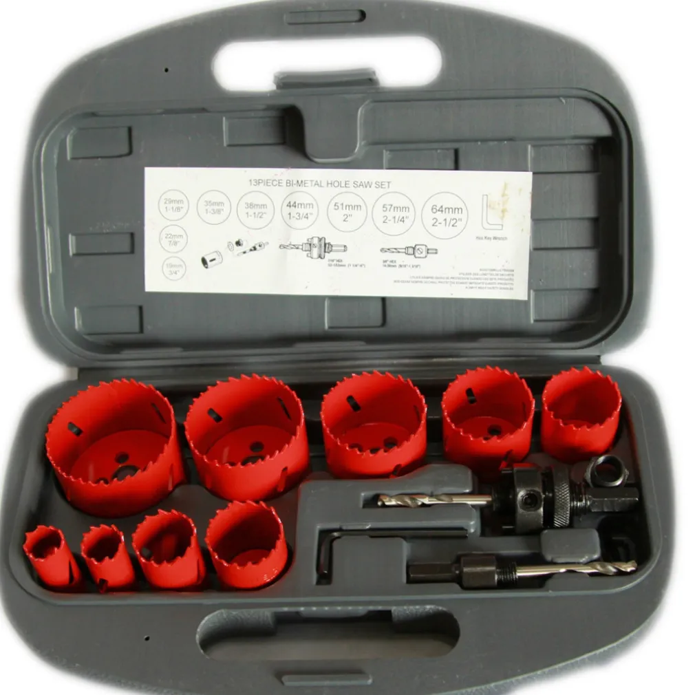 SET 13 PEZZI FRESE SEGHE BI-METALLO FRESA A TAZZA PUNTA FORA SEGA METALLO LEGNO