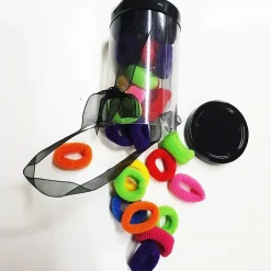 SET 23 PEZZI MINI CODINI SCATOLINA CODINO ELASTICI 2CM BAMBINA CAPELLI CODA