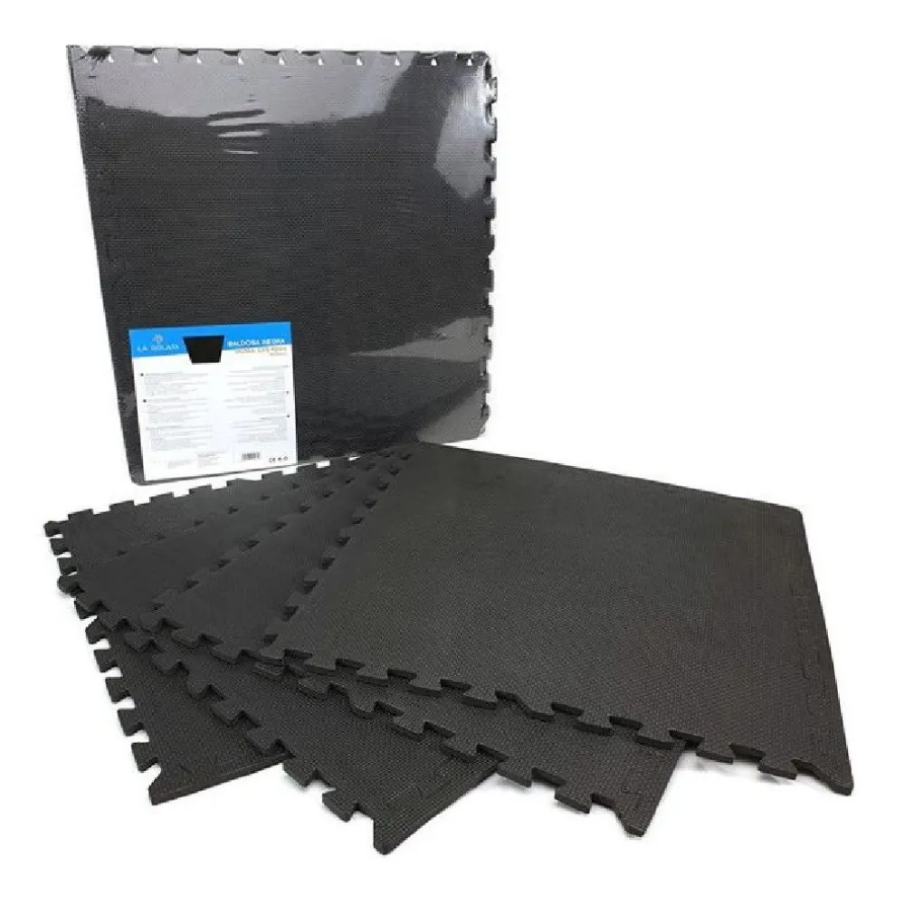 SET 4 PEZZI PIASTRELLA EVA COLORE NERO 60 X 60 CM TAPPETO PUZZLE MULTIUSO 194701