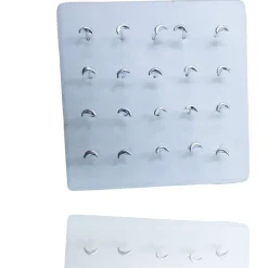 SET 3 PEZZI PIERCING ORECCHINI NASO 3 MM LUNA MEZZA ARGENTO 925 STERLING