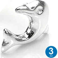 SET 3 PEZZI PIERCING ORECCHINI NASO 6 MM A FORMA DI DELFINO ARGENTO 925 STERLING