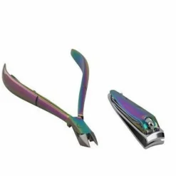 SET 2 PEZZI PINZETTA E TAGLIAUNGHIE IN ACCIAIO TRONCHESINA MANICURE PEDICURE