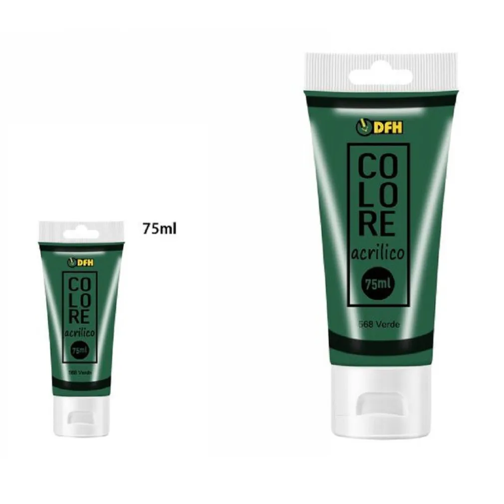 SET 6 PEZZI PITTURA ACRILICA VERNICE CONFEZIONE COLORE VERDE TUBO 75 ML 07492